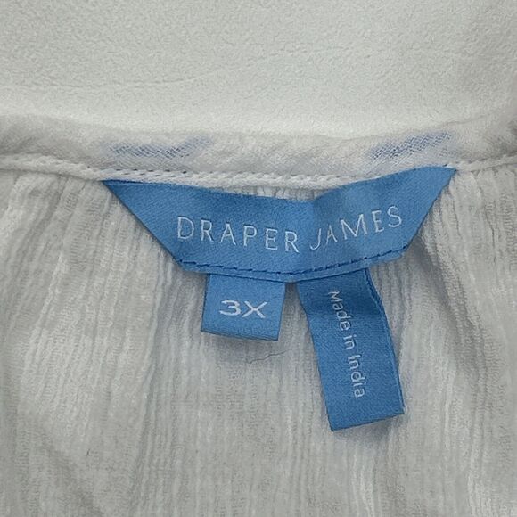 Draper James Womens 3X Magnolia White Crinkle Cotton Tiered Cover Up Boho Dress - Picture 7 of 12